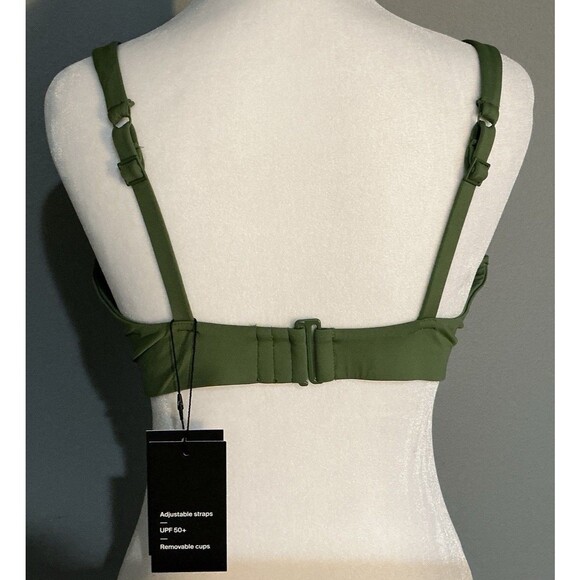 NEW Knix Deep V Plunge Bikini Top Swimsuit  Adjustable Straps Green Size XL+ - Picture 4 of 8